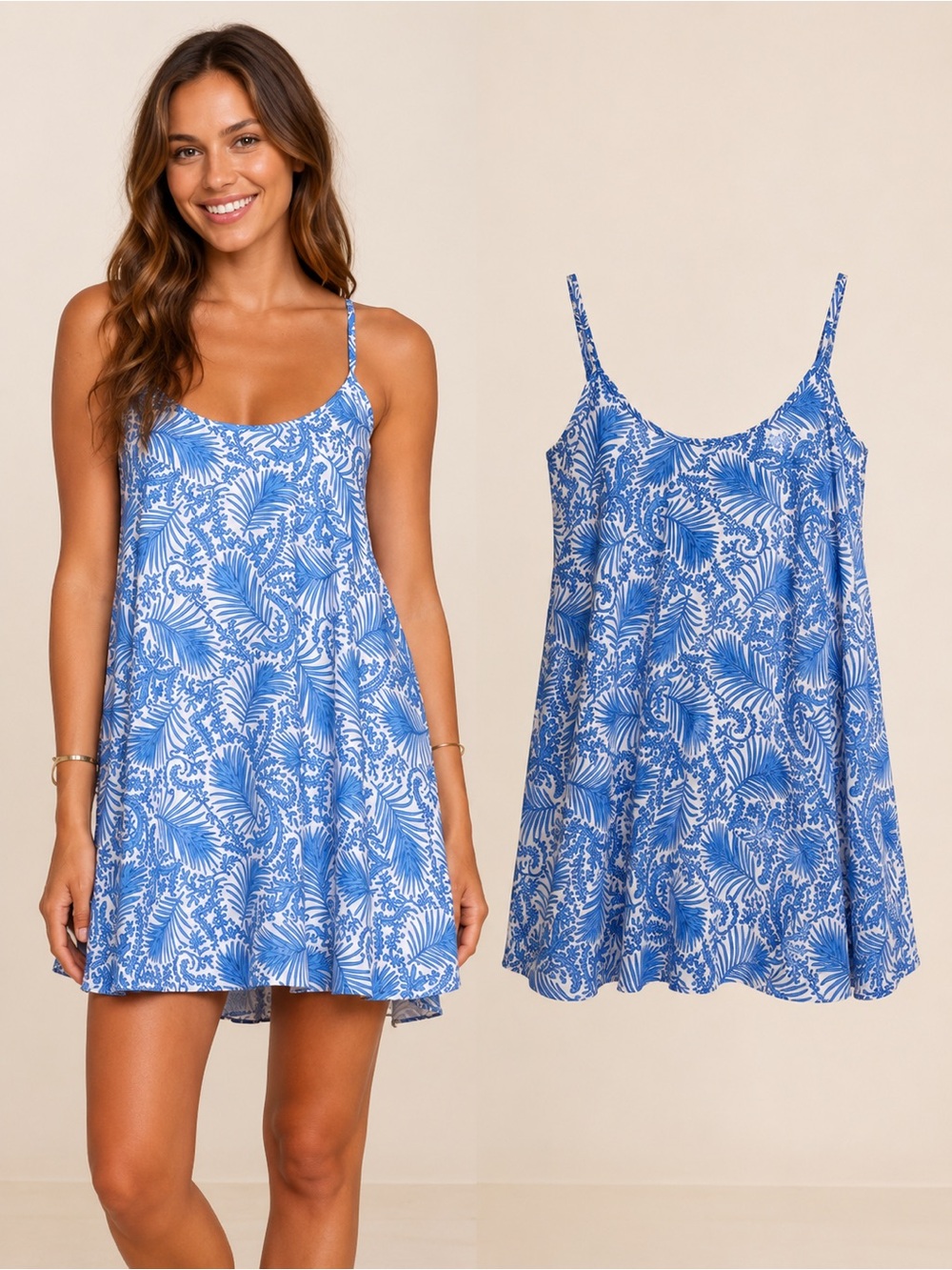 Show Me Your Mumu | Blue Floral Swing Dress Medium | Coastal Resort Mini